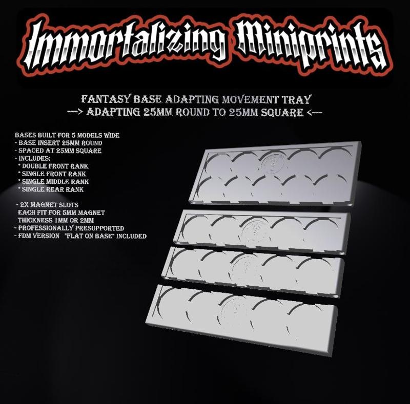 Base Adapting Movement Tray 25mm Round to 25mm Square 5x