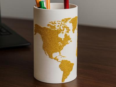World Map Pen Holder