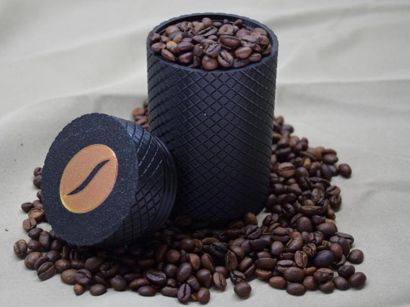 Textured Coffee Bean Storage Jar with Lid 