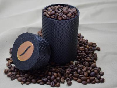 Textured Coffee Bean Storage Jar with Lid 