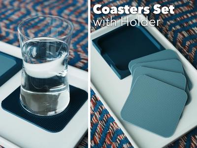 Minimalist 4 Coasters Set with Holder