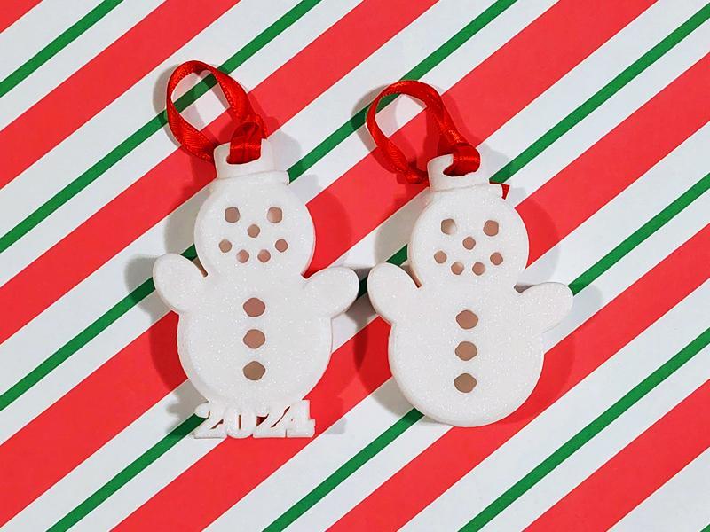 Snowman Clam Shell Ornament and Gift Box - "2024" & No Year Options