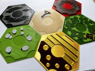 Catan 3D hexs (no MMU required for multicolour)