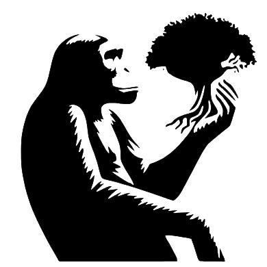 Ape With Tree Stencil