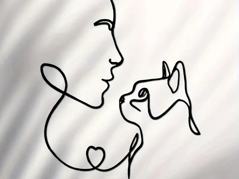 Sweet Gaze Wall Decoration Woman and Cat