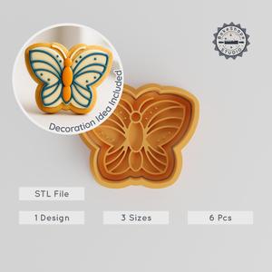 Butterfly Shape Cutter & Stamp Set, Perfect for Cookies & Fondant, Includes 6 Pieces, S/M/L Sizes, Winged Insect Design PRODUCT_787