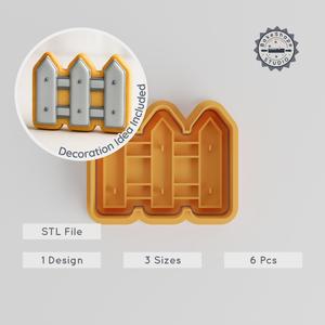 Fence Shape Cutter & Stamp, Cookie & Fondant Tool, 3 Sizes, 6 Piece Set PRODUCT_566