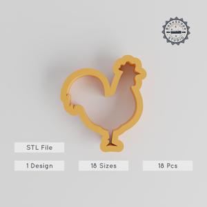 Rooster Shape Cutter Set, 18 Varied Sizes, Perfect for Cookies, Fondant & Clay, Animal Poultry Designs PRODUCT_142