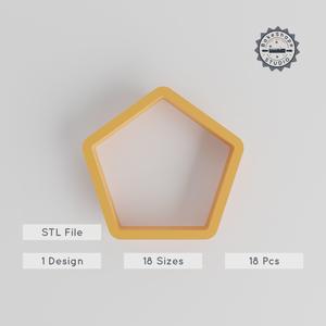 Pentagon Shape Cutter Set, 0.75"-5.00" Sizes, Geometric Cookie & Fondant Mold Collection, 18 Piece Polygon Cutter Kit PRODUCT_1170