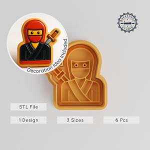 Ninja Shape Cutter & Stamp Set for Cookies, Fondant, Japanese Stealth Fighter Theme, S/M/L, 6 Pieces PRODUCT_1269