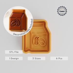 Coffee Cutter & Stamp Set, Morning Brew Design, Cookies & Fondant, 6-Piece Collection, S/M/L Sizes, Tea & Cafe Decor PRODUCT_1047
