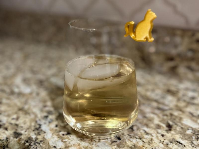 Wine Glass Cat Tag