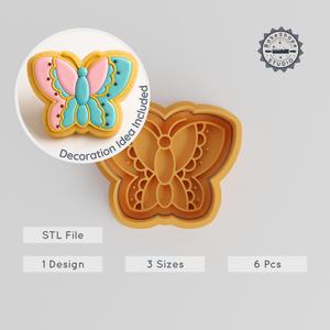 Butterfly Shape Cutter & Stamp Set, Perfect for Cookies & Fondant, 3 Sizes, 6 Pieces, Winged Insect Design PRODUCT_782