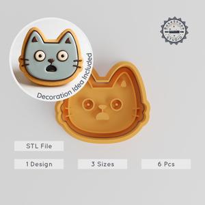 Shocked Face Cookie Cutter & Stamp Set, Emotion & Surprise Theme, 6-Piece Bundle, 3 Sizes S/M/L, Perfect for Cookies & Fondant PRODUCT_861
