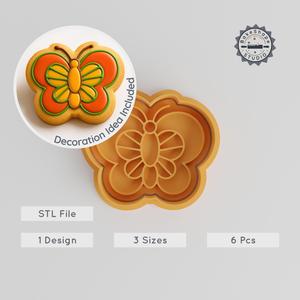 Butterfly Shape Cutter & Stamp Set, 3 Sizes, Perfect for Cookies & Fondant, 6 Pieces PRODUCT_790
