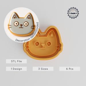 Stunned Face Cookie Cutter & Stamp Set, Surprised Reaction Design, 3 Sizes, 6 Pieces PRODUCT_853