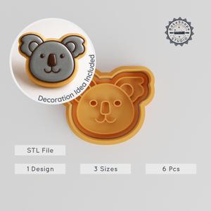 Koala Shape Cutter & Stamp Set, Cookie & Fondant Decor, Cute Australian Marsupial, S/M/L Sizes, 6-Piece Collection PRODUCT_1283