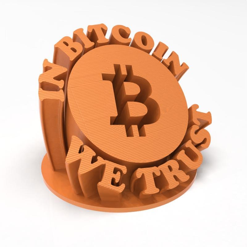 Sculpture de Bureau "In Bitcoin We Trust" – Manifeste 3D