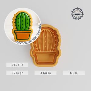 Rounded Cactus Cookie Cutter & Stamp Set, Perfect for Fondant, 3 Sizes, 6-Piece Collection PRODUCT_334