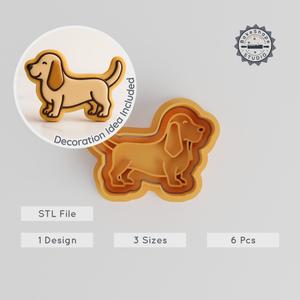 Basset Hound Shape Cutter & Stamp Set, Dog Cookie & Fondant Design, 3 Sizes S/M/L, Cute Pet Breed PRODUCT_287