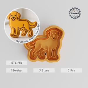 Golden Retriever Cookie Cutter & Stamp, 6-Piece Set for Fondant, S/M/L, Dog & Puppy Designs PRODUCT_283