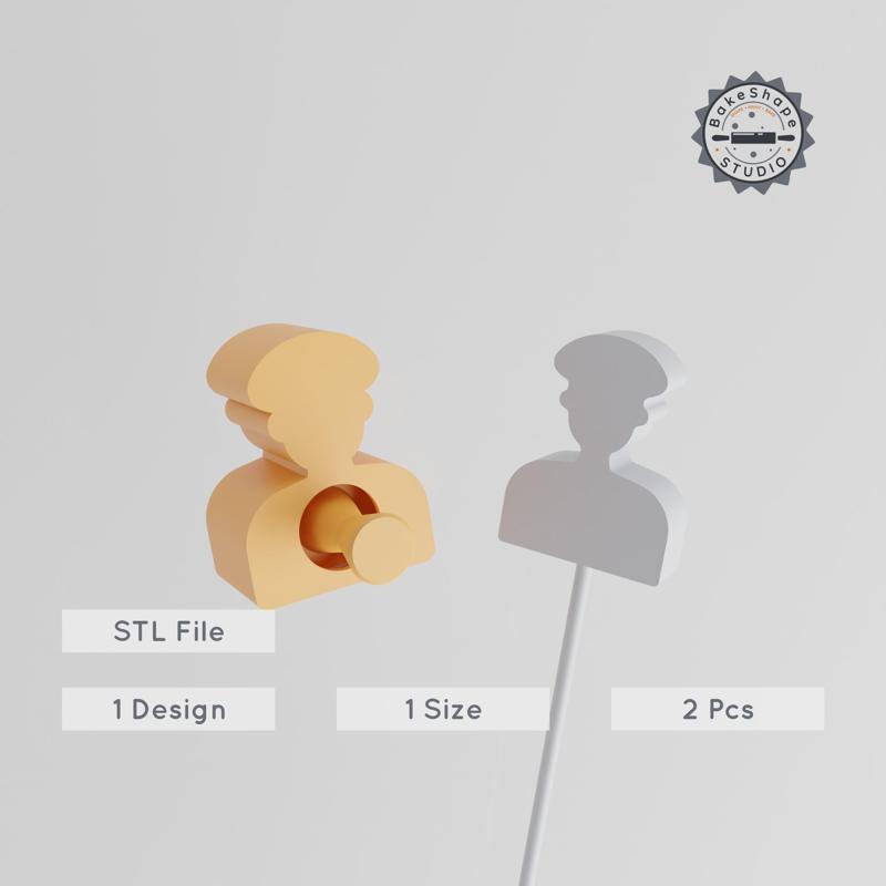 Captain Cake Pop Mold, Nautical Commander Design, 2-Piece Set for 3D Printing PRODUCT_1214