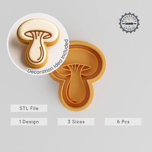 Mushroom Shape Cutter & Stamp Set, Cookie & Fondant Decor Tool, 3 Sizes, Organic Vegetarian Baking PRODUCT_1063
