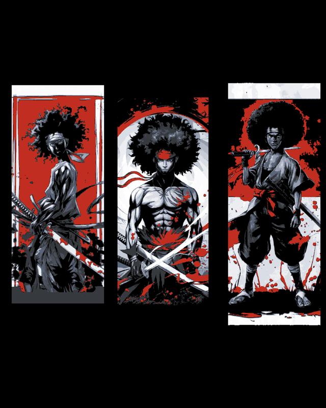 The legend of the afro samurai is celebrated with a Set of bookmarks