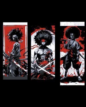 The legend of the afro samurai is celebrated with a Set of bookmarks
