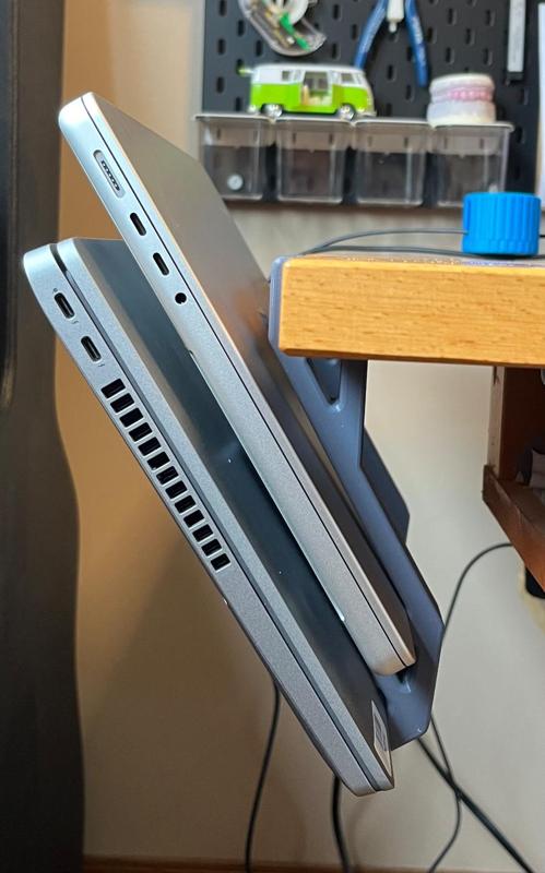 Desk side hanger shelf for laptops