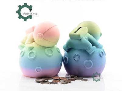 Cobotech Astronaut Hugging The Moon Piggy Bank - Desk Decor - Coin Bank Gifts