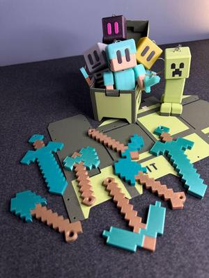 STRING-FLEX - CUSTOMIZABLE CHARACTERS KEYCHAIN - MINECRAFT + GIFT