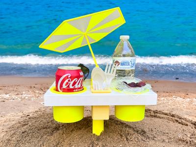 Table with Umbrella for Beach, Pool or Camping