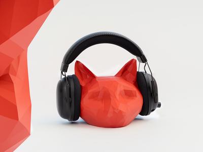 Low Poly Cat Head Sculpture HeadPhone Holder