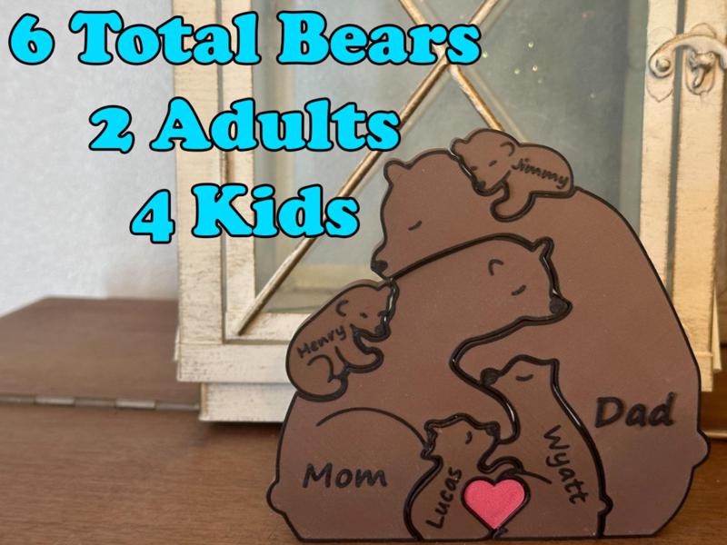 Personalized Interlocking Family Bears Family of 6