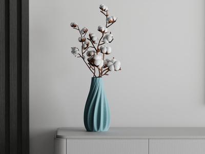 Vase smooth ribs curved