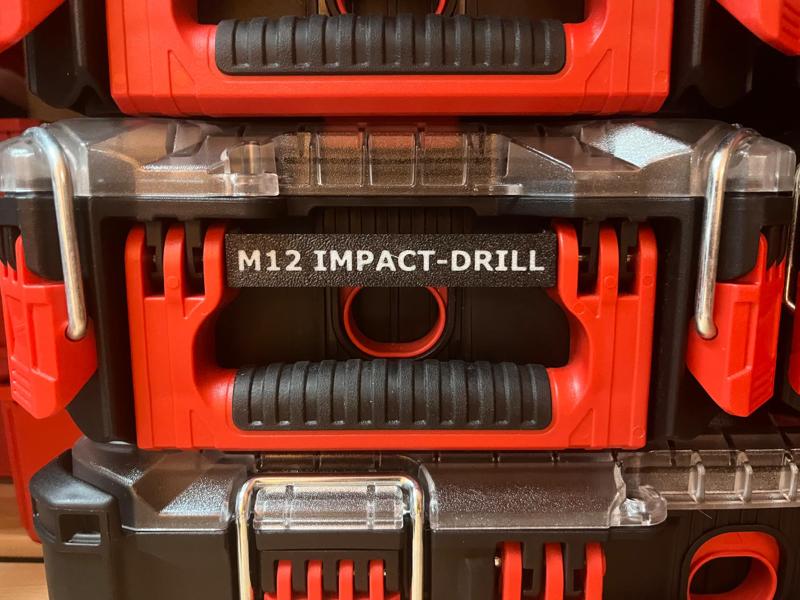 Milwaukee M12 packout label