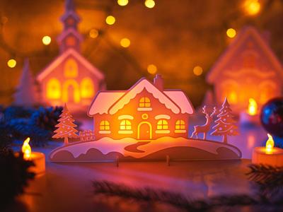 Cute Winter House Tea Light