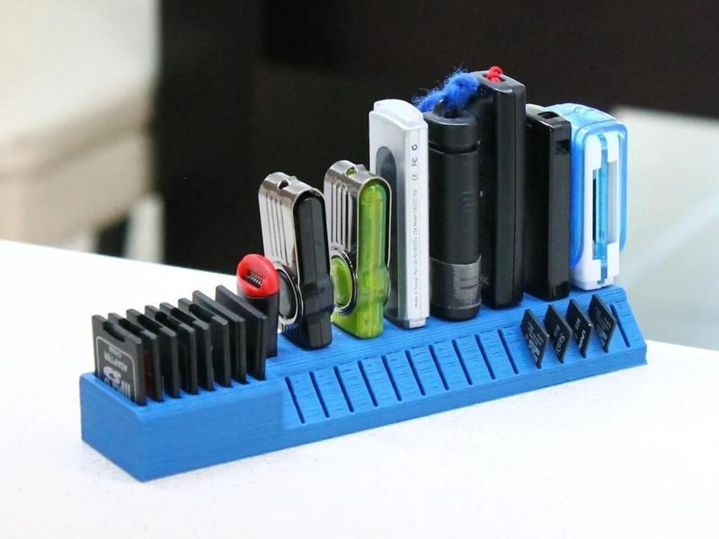 USB, SD, and MicroSD card holder for oversized USB drives