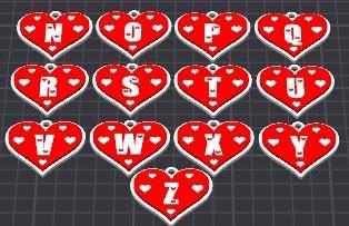 love hearts alphabet pack 2-of-2 , valentines keychains / necklace charm (free for commercial use)