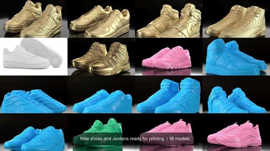 Nike shoes and Jordans ready for printing  3D Model Collection