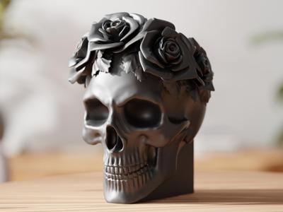 Skull & Roses Sculpture – Bold Modern Art