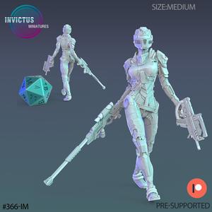 Netrunner Girl Walking / War Device Hacker / City Officer / Cyberpunk Warrior / Alien Soldier / Mysterious Colonist / Space Assasin / Cosmic Invasion / Trooper Attack / Human Settler / Sci-Fi Encounter