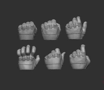 Gloved Hands Ver 2 Set of 6 - Hands for Action Figures