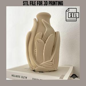 Vase -modern- STL file, 3D model for 3D printing modern aesthetic vase decoration for living room floor vase artificial flowers vase gift