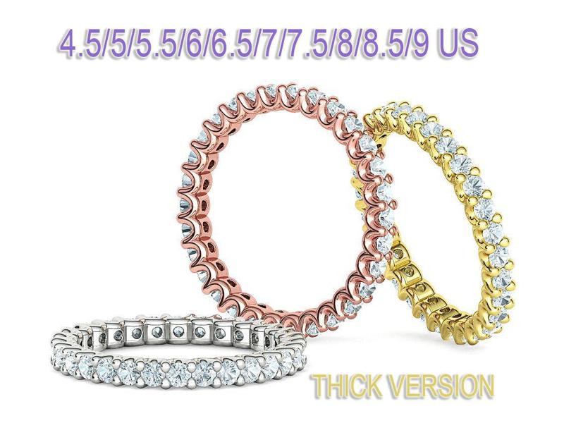 Diamond Eternity Ring THICK VERSION 2mm Gems MANY FINGERS