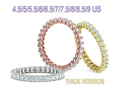 Diamond Eternity Ring THICK VERSION 2mm Gems MANY FINGERS
