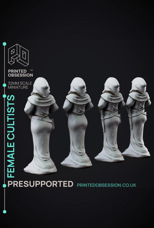 Female Cultists - 4 Models - PRESUPPORTED - Hell Hath no Fury - 32mm scale 