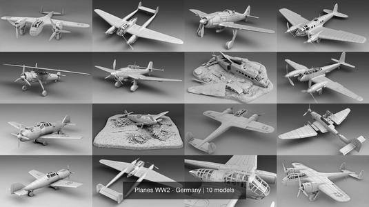 Planes WW2 - Germany 3D Model Collection