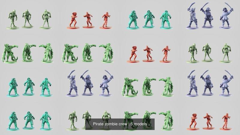 Pirate zombie crew 3D Model Collection